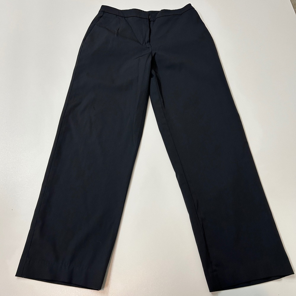 Brooks Brothers Womens Black Wool Blend Wide Leg Trousers Dress Pants Size 8